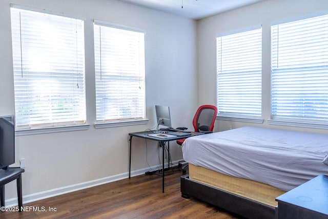 bedroom featuring dark wood-type flooring