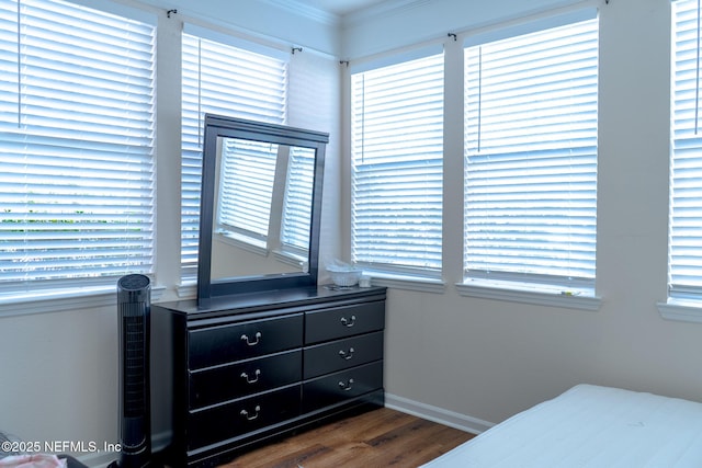 bedroom featuring dark hardwood / wood-style floors