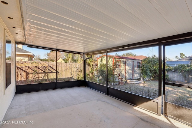 view of unfurnished sunroom