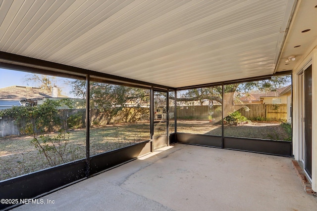 view of unfurnished sunroom