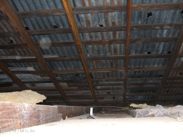 view of unfinished attic