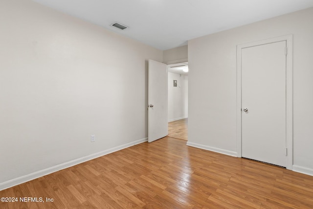 unfurnished bedroom with light hardwood / wood-style flooring