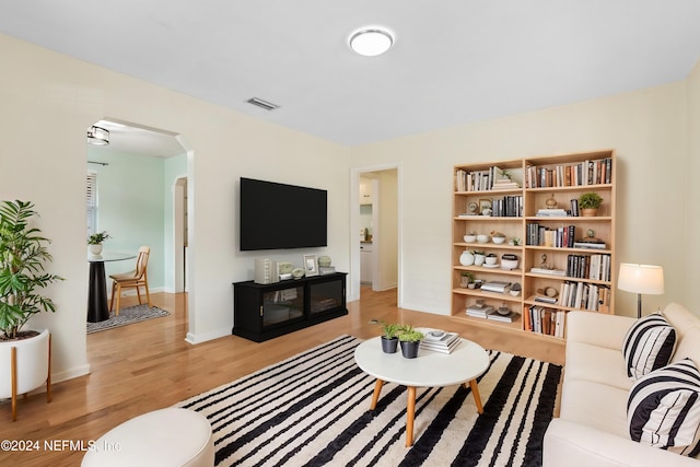 living room featuring light wood-type flooring