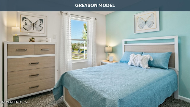 bedroom with carpet floors and multiple windows