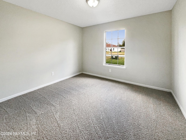 carpeted spare room featuring a textured ceiling