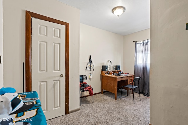 view of carpeted office space