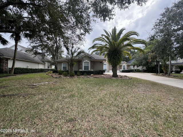 ranch-style home with a front yard