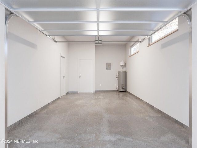 garage featuring electric water heater