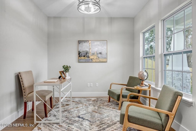 office area with hardwood / wood-style flooring