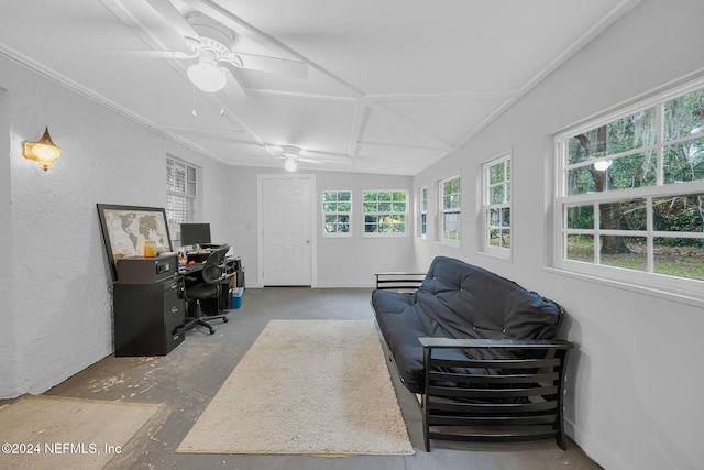 1 Farrington Ln, Palm Coast, FL 32137 - office area with a ceiling fan and concrete floors