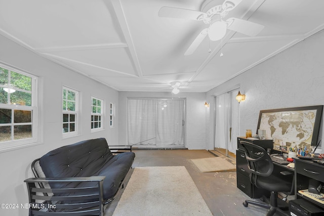 office area featuring concrete floors