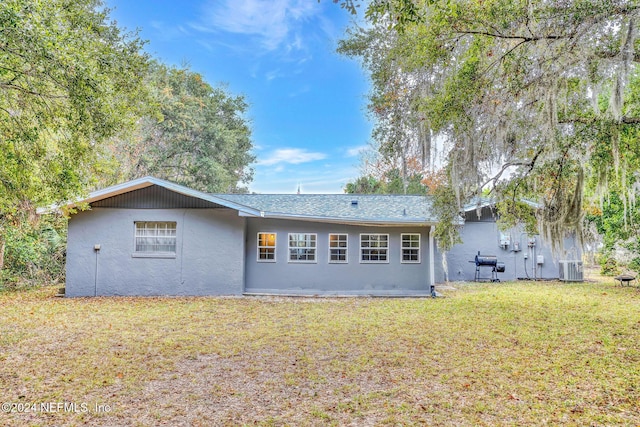 1 Farrington Ln, Palm Coast, FL 32137 - rear view of house featuring a lawn and stucco siding