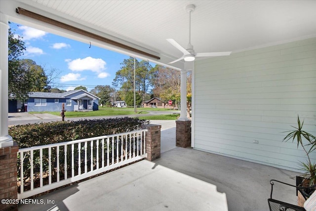 view of patio / terrace with covered porch and ceiling fan