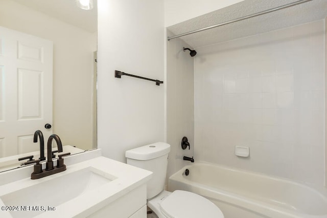 full bathroom featuring shower / tub combination, vanity, and toilet