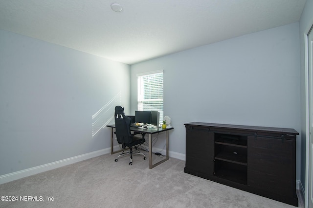 view of carpeted home office