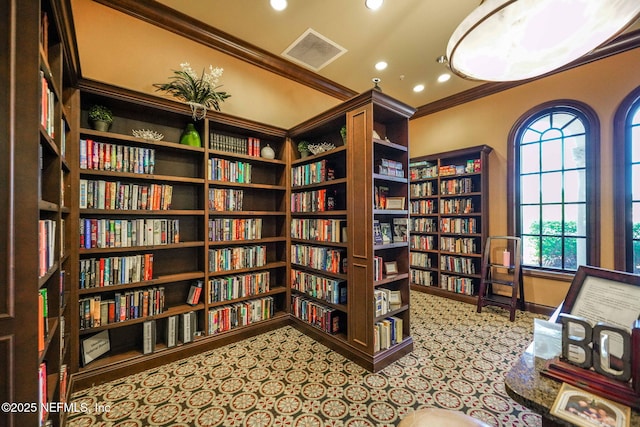 interior space with ornamental molding