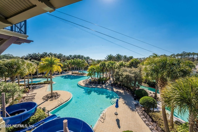 view of pool featuring a patio area