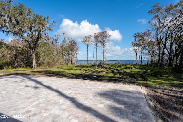 exterior space featuring a water view