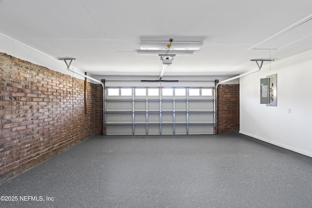 garage featuring a garage door opener and electric panel