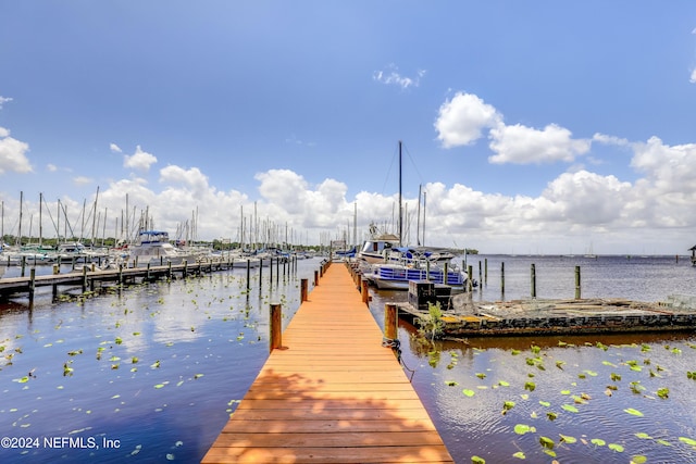 view of dock featuring a water view