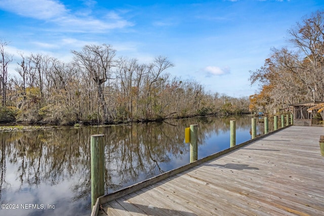 view of dock featuring a water view