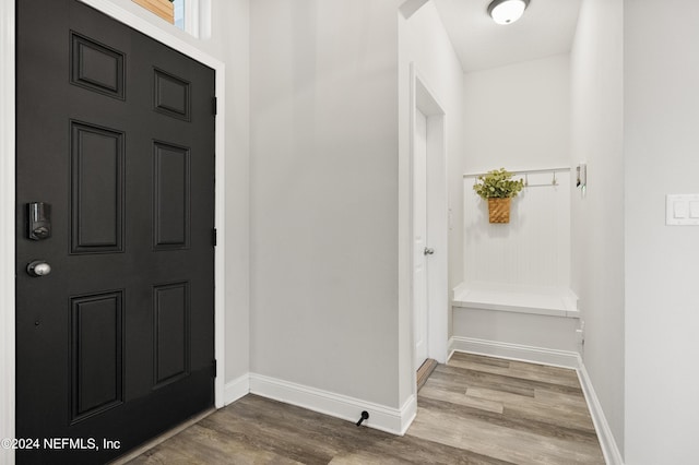 entryway with hardwood / wood-style flooring