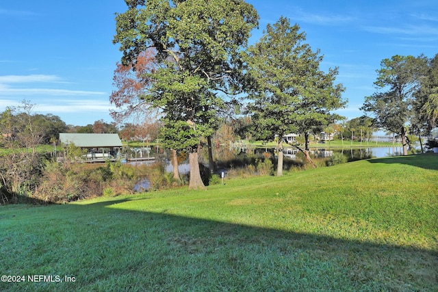 view of yard featuring a water view