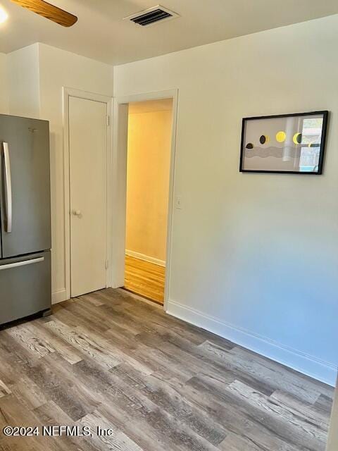 interior space featuring ceiling fan and light hardwood / wood-style floors