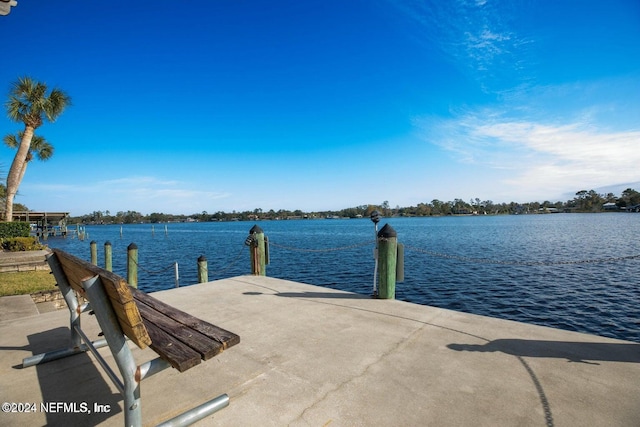 view of dock featuring a water view