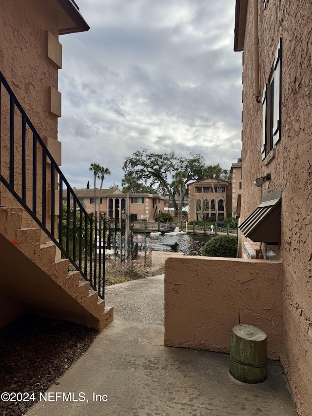 exterior space featuring stairs