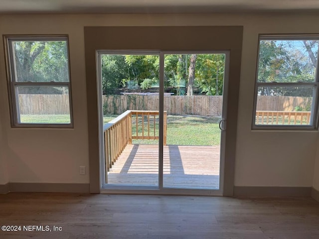 doorway featuring hardwood / wood-style floors