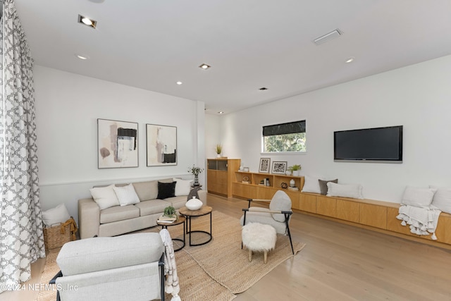 living room featuring light hardwood / wood-style flooring