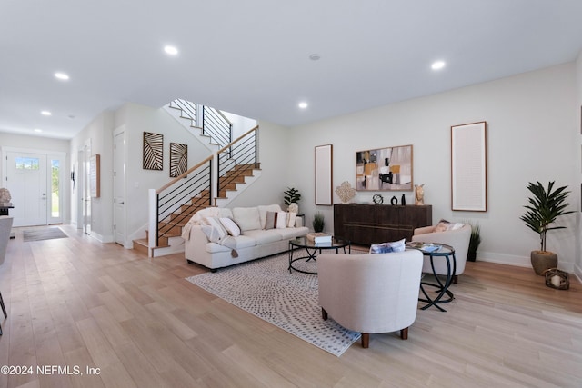 living room featuring light hardwood / wood-style floors