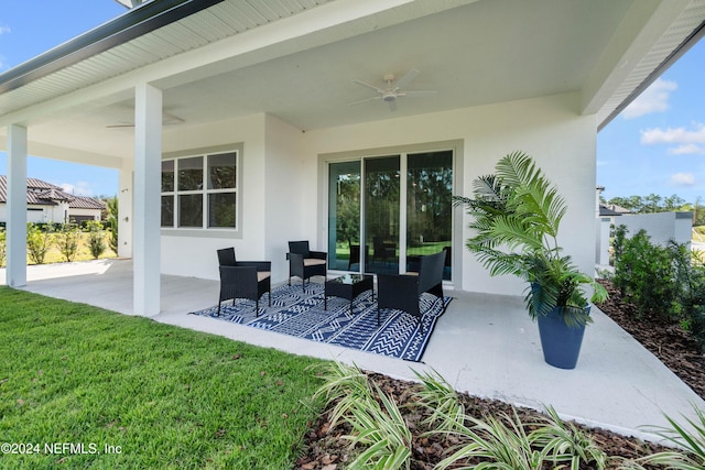 view of patio / terrace with outdoor lounge area and ceiling fan