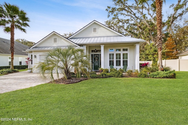 view of front of property with a front lawn