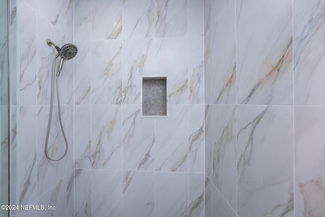 interior details featuring tiled shower