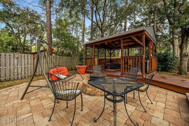 view of patio featuring a gazebo