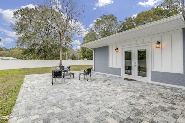 view of patio / terrace featuring french doors