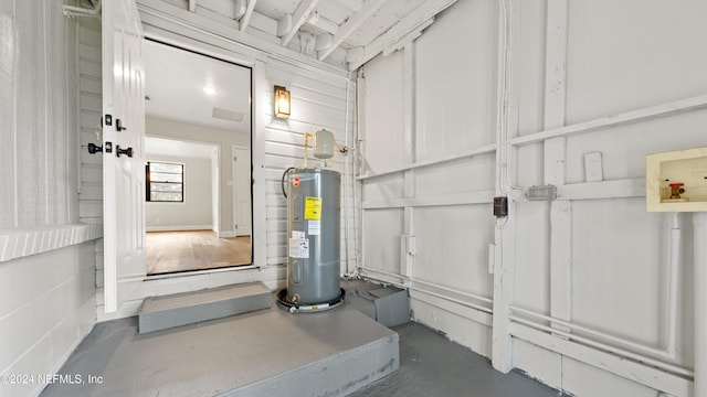 utility room with water heater