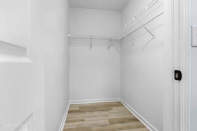 spacious closet with light hardwood / wood-style floors