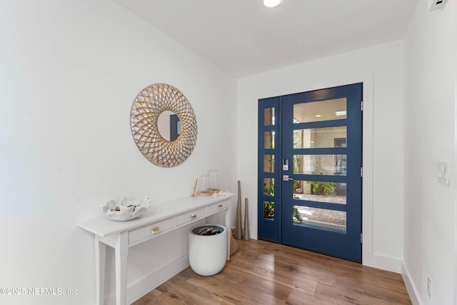 foyer entrance featuring light wood-type flooring