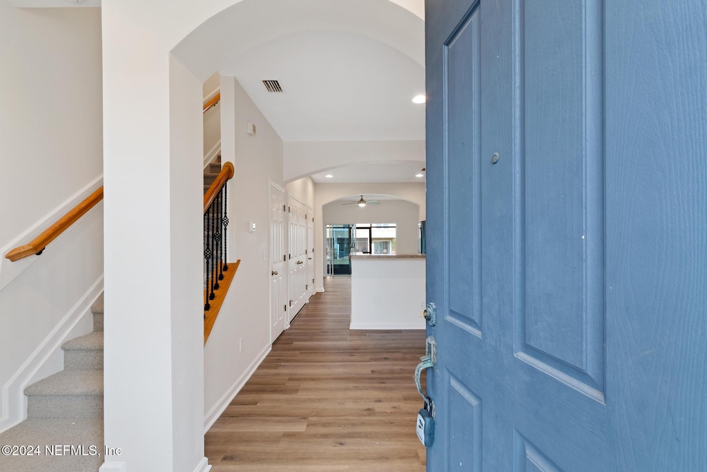 foyer with hardwood / wood-style floors