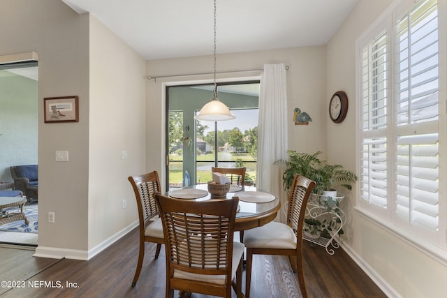 dining area featuring dark hardwood / wood-style floors