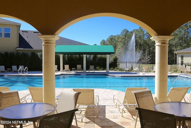 view of pool featuring a patio