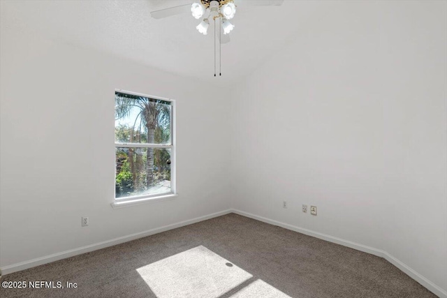 carpeted empty room with ceiling fan