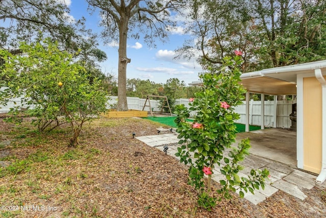 view of yard with a patio area