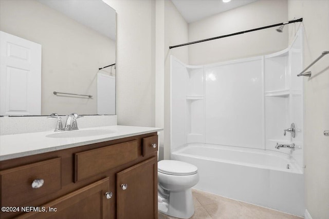 full bathroom with tile patterned flooring, vanity, toilet, and shower / bathing tub combination