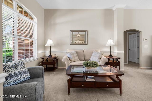 living room with carpet floors