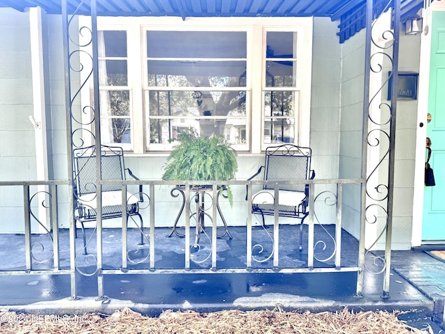 interior space with covered porch