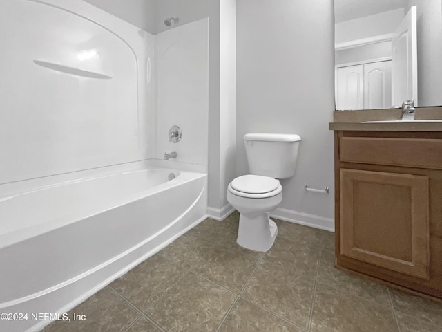 full bathroom featuring vanity, toilet, and tub / shower combination